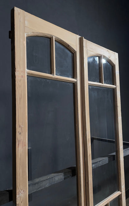 Antique Raised Panel Glass French Doors - 44x99.5 - N784
