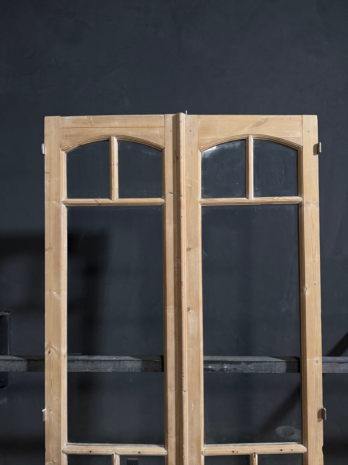 Antique Raised Panel Glass French Doors - 44x99.5 - N784