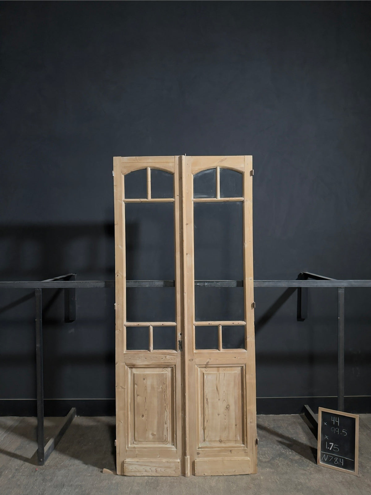 Antique Raised Panel Glass French Doors - 44x99.5 - N784