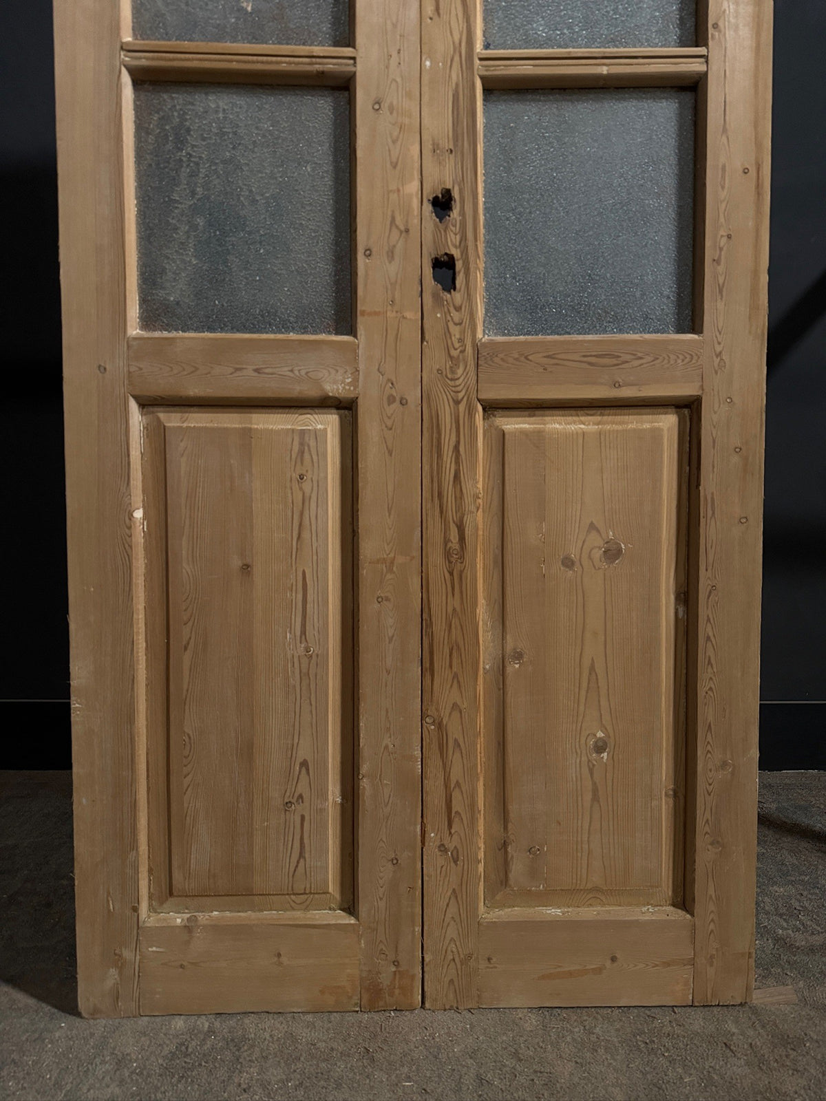 Antique Raised Panel Textured Glass French Doors - 38x85.5 - N785
