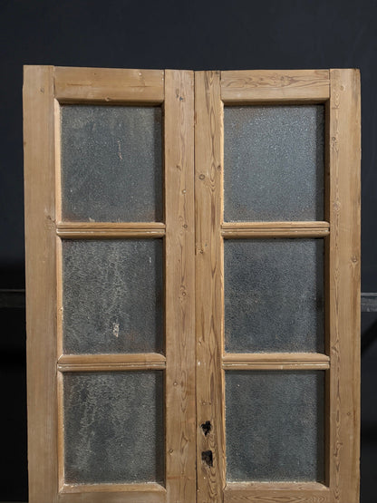 Antique Raised Panel Textured Glass French Doors - 38x85.5 - N785