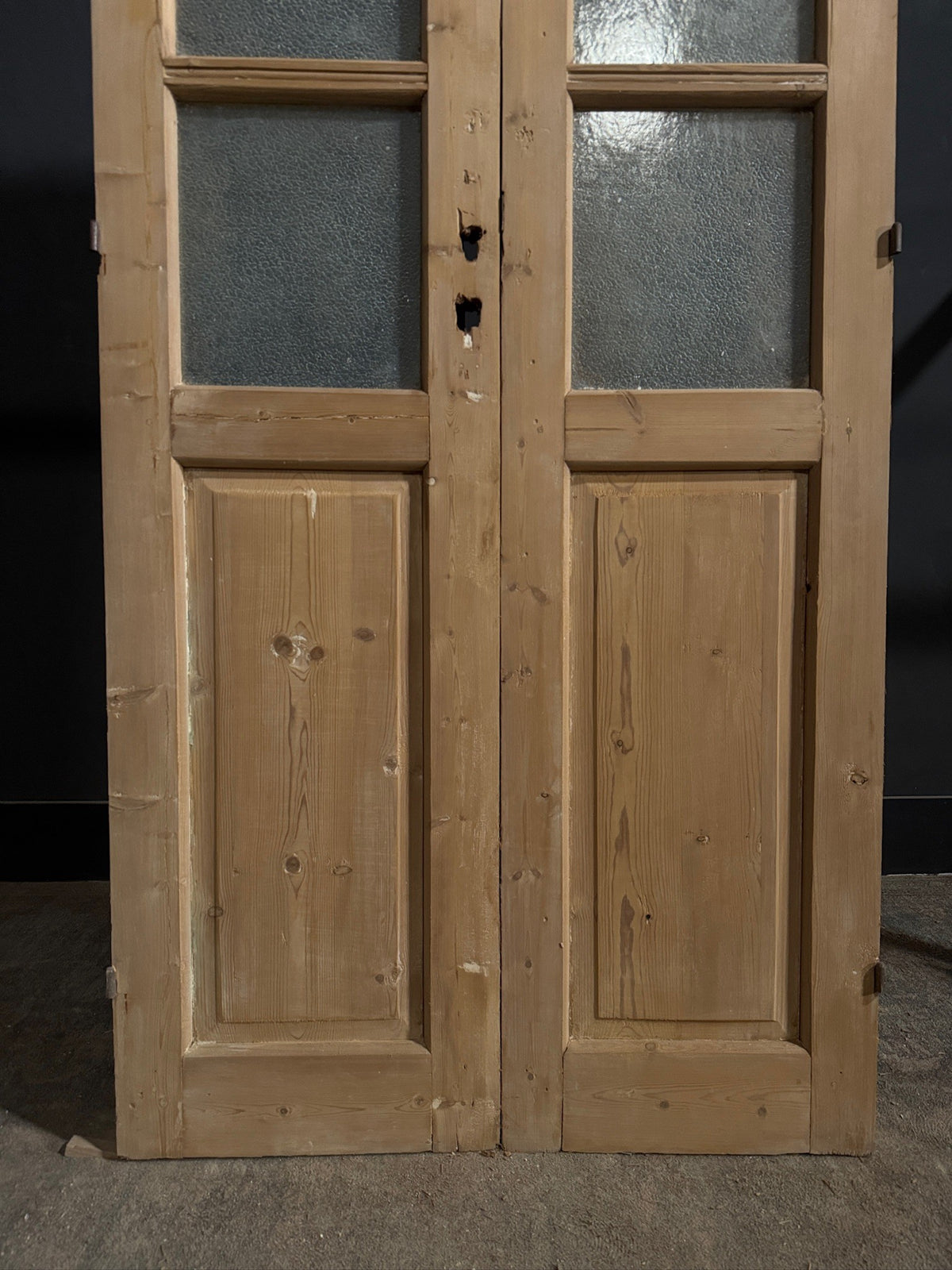 Antique Raised Panel Textured Glass French Doors - 38x85.5 - N785