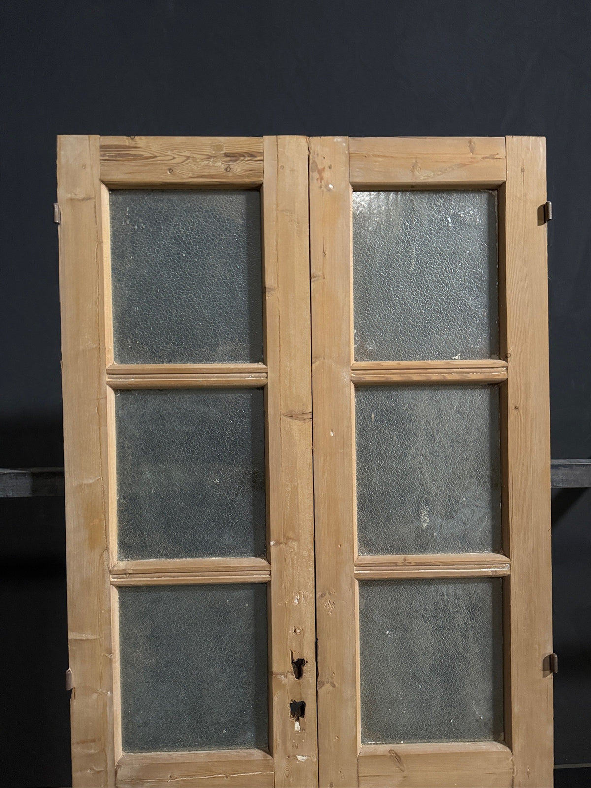 Antique Raised Panel Textured Glass French Doors - 38x85.5 - N785