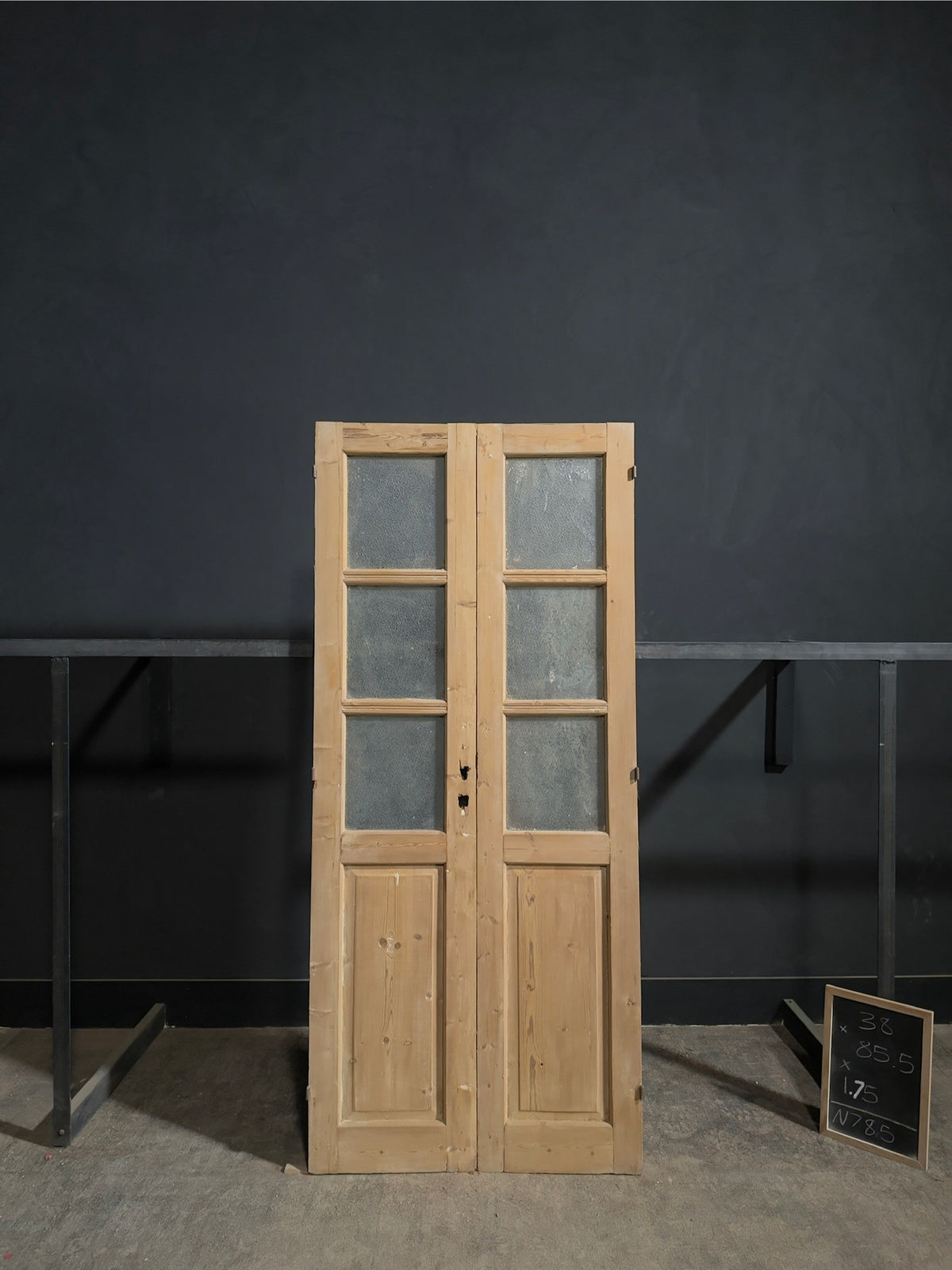 Antique Raised Panel Textured Glass French Doors - 38x85.5 - N785