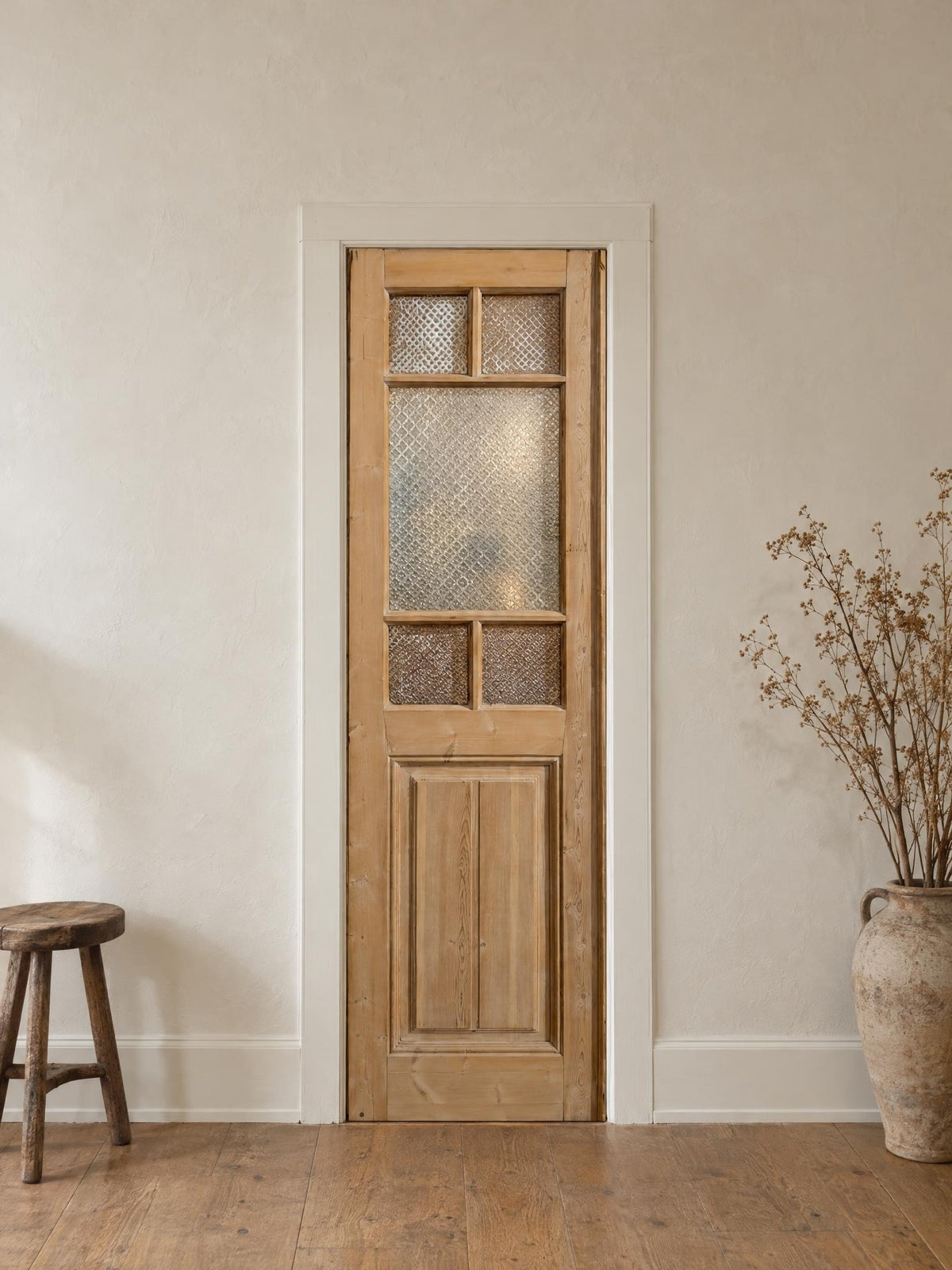 Antique Textured Glass Pantry Door - 25.5x86 - N788 shown installed in a room (digital preview)