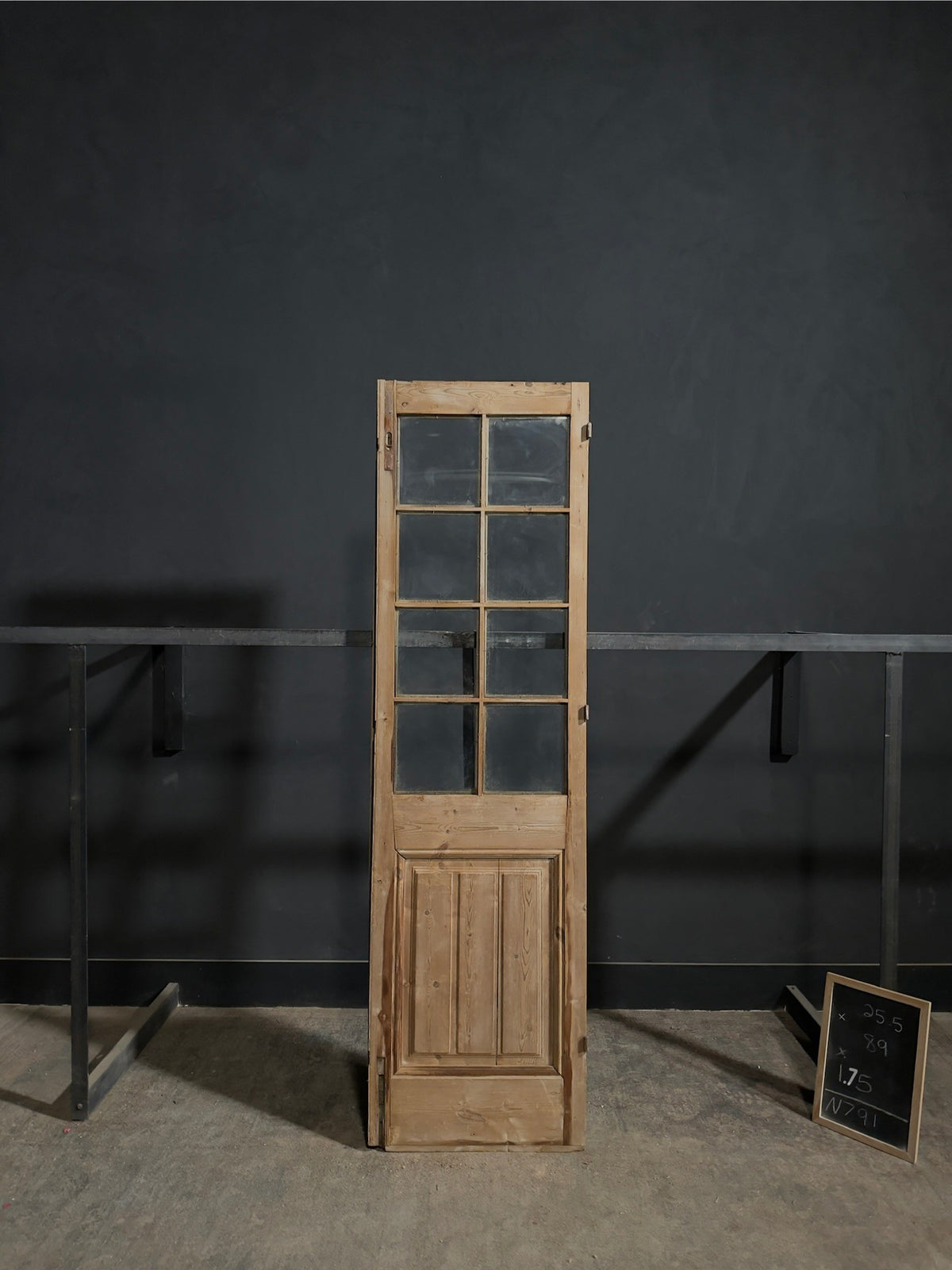 Antique Raised Panel Glass Pantry Door - 25.5x89 - N791