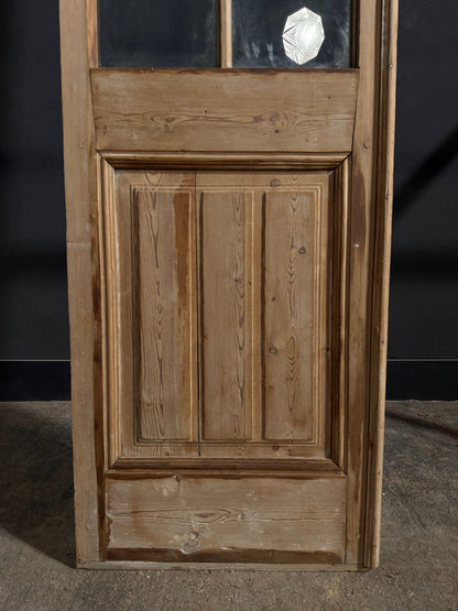 Antique Raised Panel Glass Pantry Door - 25.5x89 - N791
