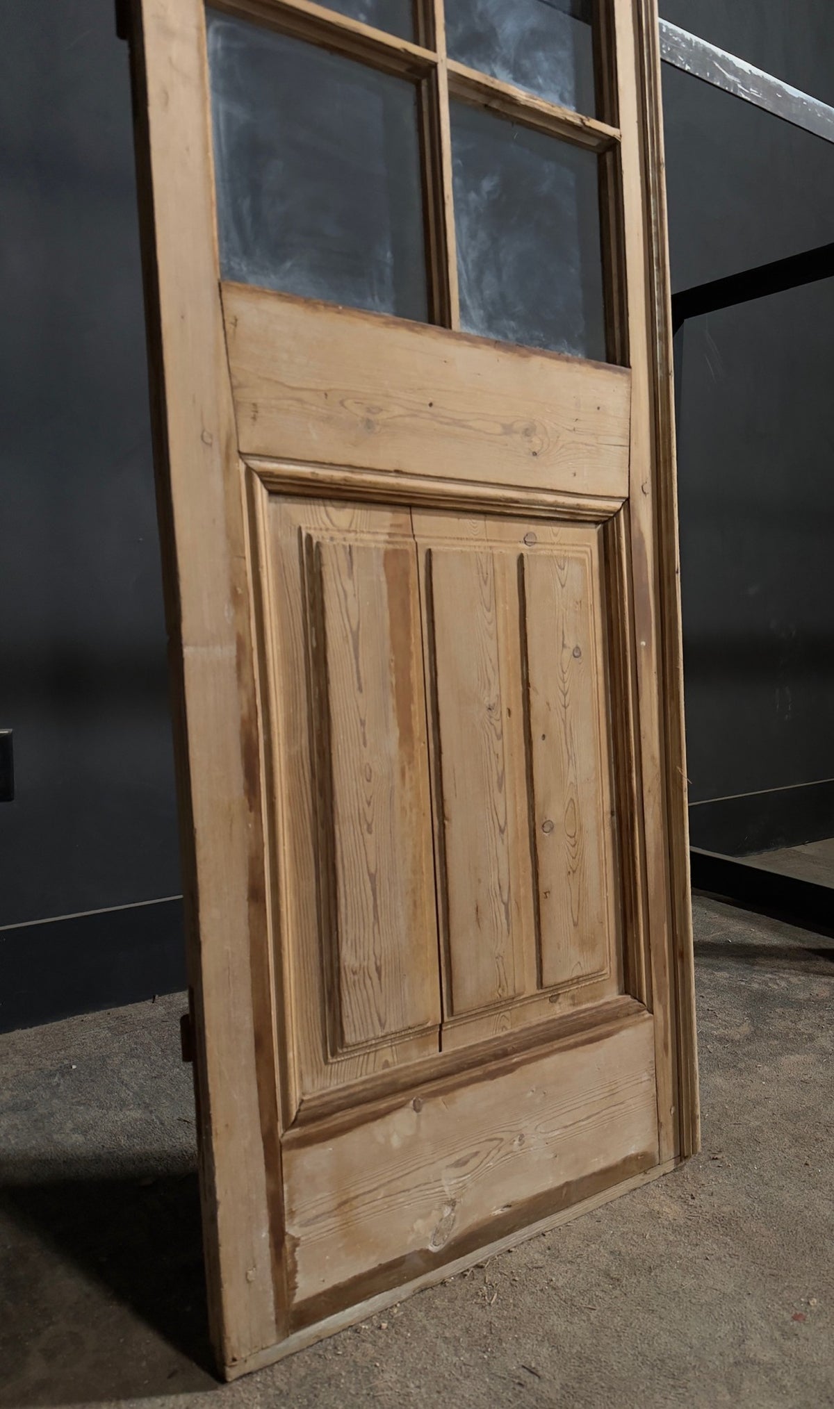 Antique Raised Panel Glass Pantry Door - 25.5x89 - N791