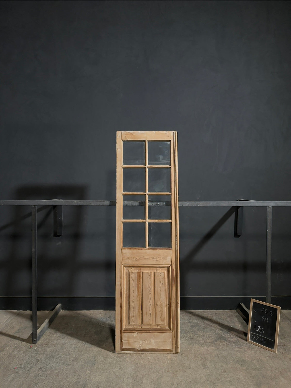Antique Raised Panel Glass Pantry Door - 25.5x89 - N791
