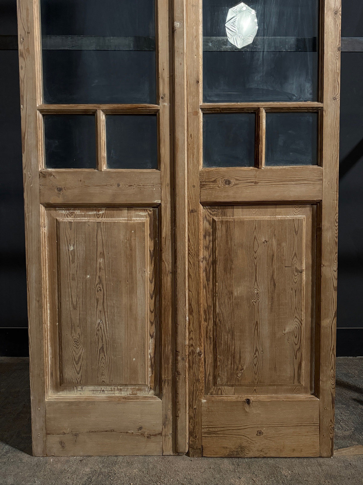 Antique Arched Clear Glass French Doors - 43.5x102.5 - N792