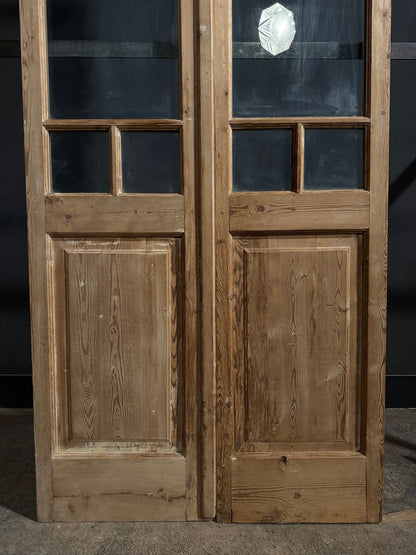 Antique Arched Clear Glass French Doors - 43.5x102.5 - N792