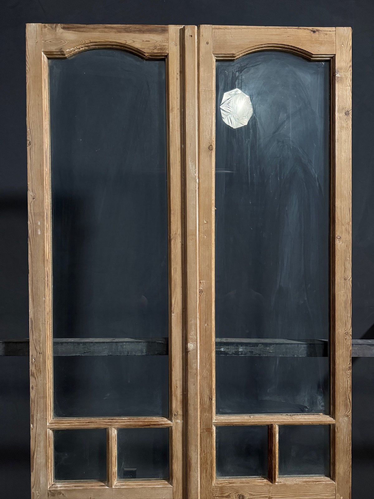 Antique Arched Clear Glass French Doors - 43.5x102.5 - N792