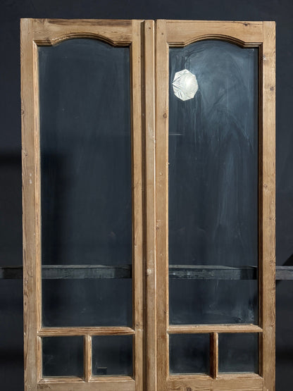Antique Arched Clear Glass French Doors - 43.5x102.5 - N792
