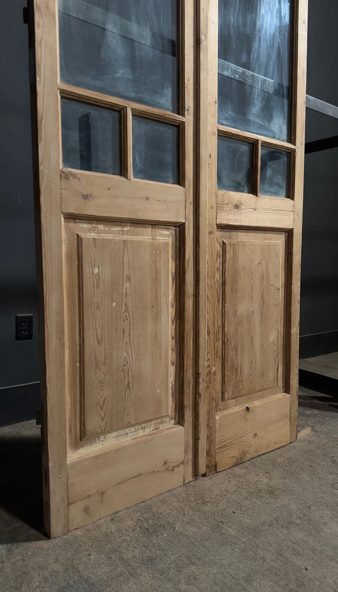 Antique Arched Clear Glass French Doors - 43.5x102.5 - N792