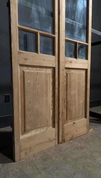 Antique Arched Clear Glass French Doors - 43.5x102.5 - N792