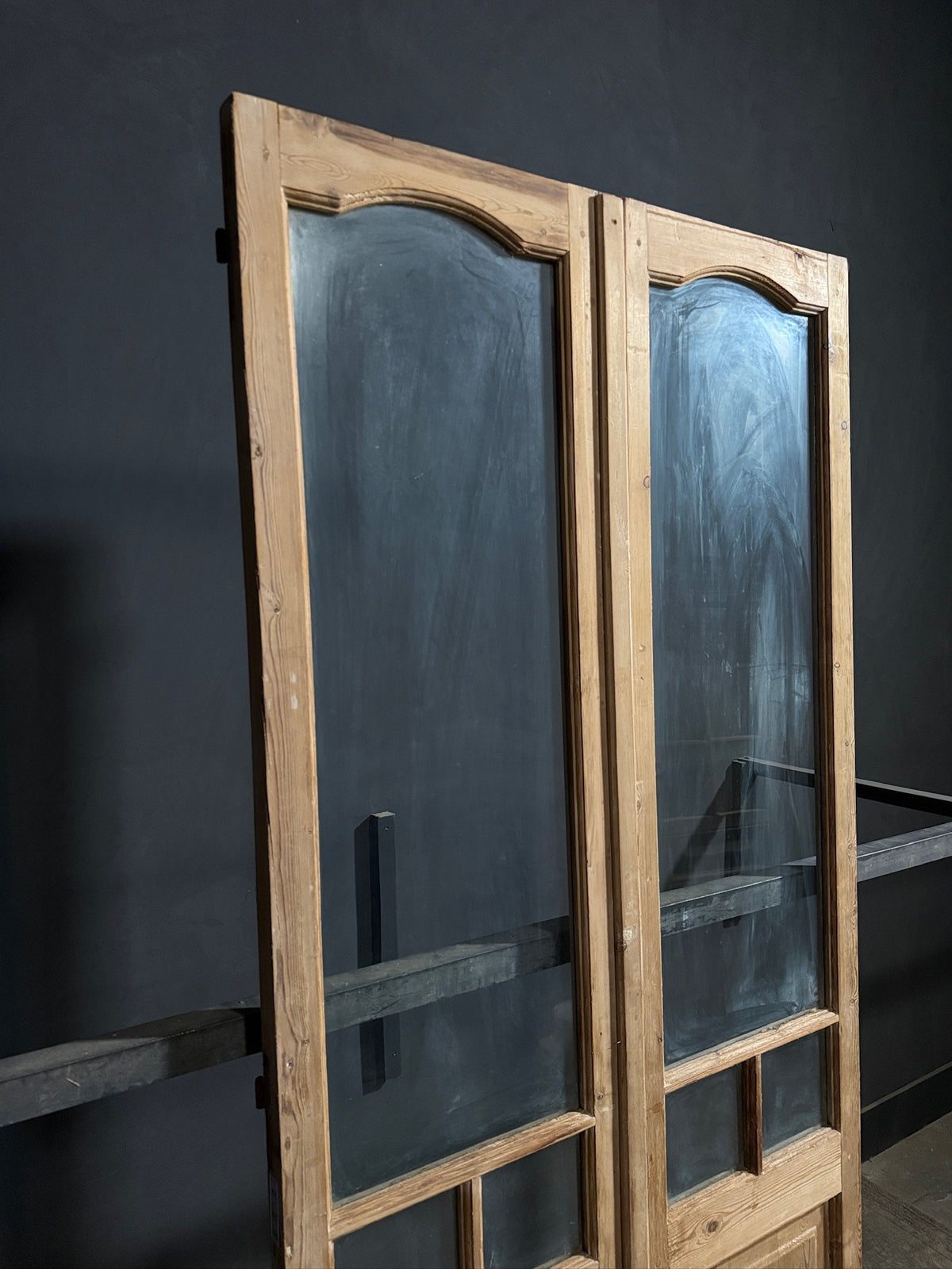 Antique Arched Clear Glass French Doors - 43.5x102.5 - N792