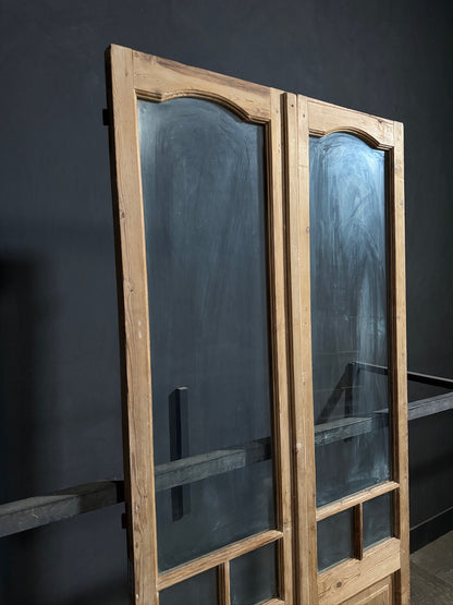 Antique Arched Clear Glass French Doors - 43.5x102.5 - N792