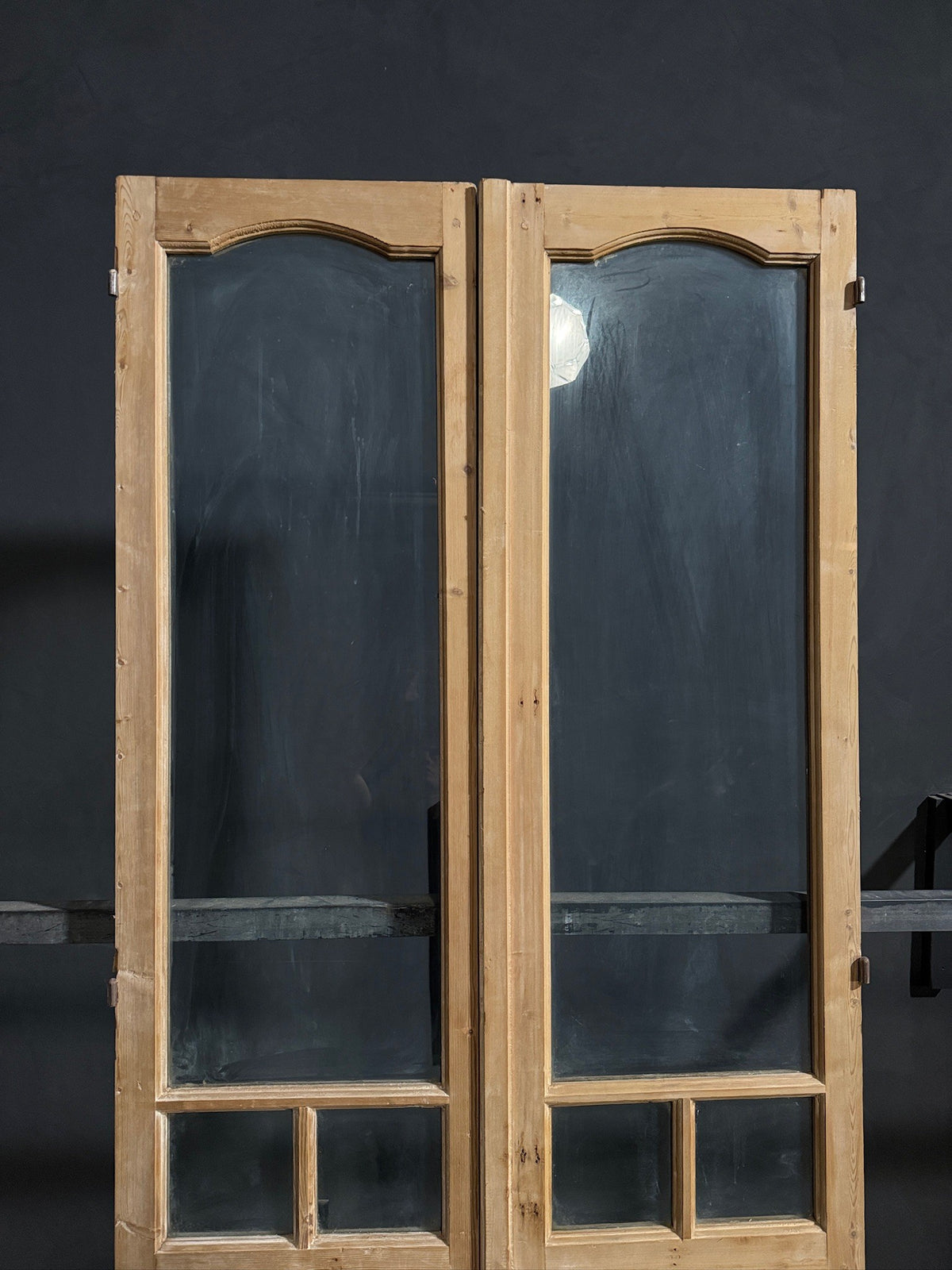 Antique Arched Clear Glass French Doors - 43.5x102.5 - N792