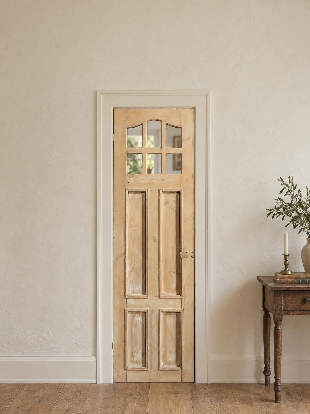 Antique Clear Glass Paneled Single Door - 23.5x82 - N793 shown installed in a room (digital preview)