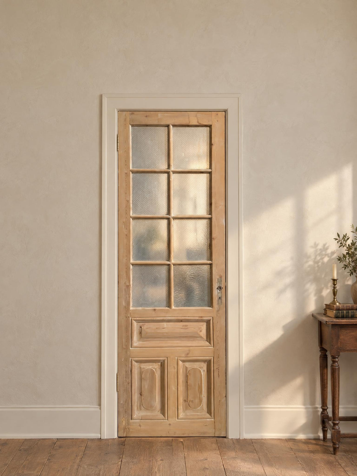 Antique Textured Glass Pantry Door - 31.5x100 - N795 shown installed in a room (digital preview)