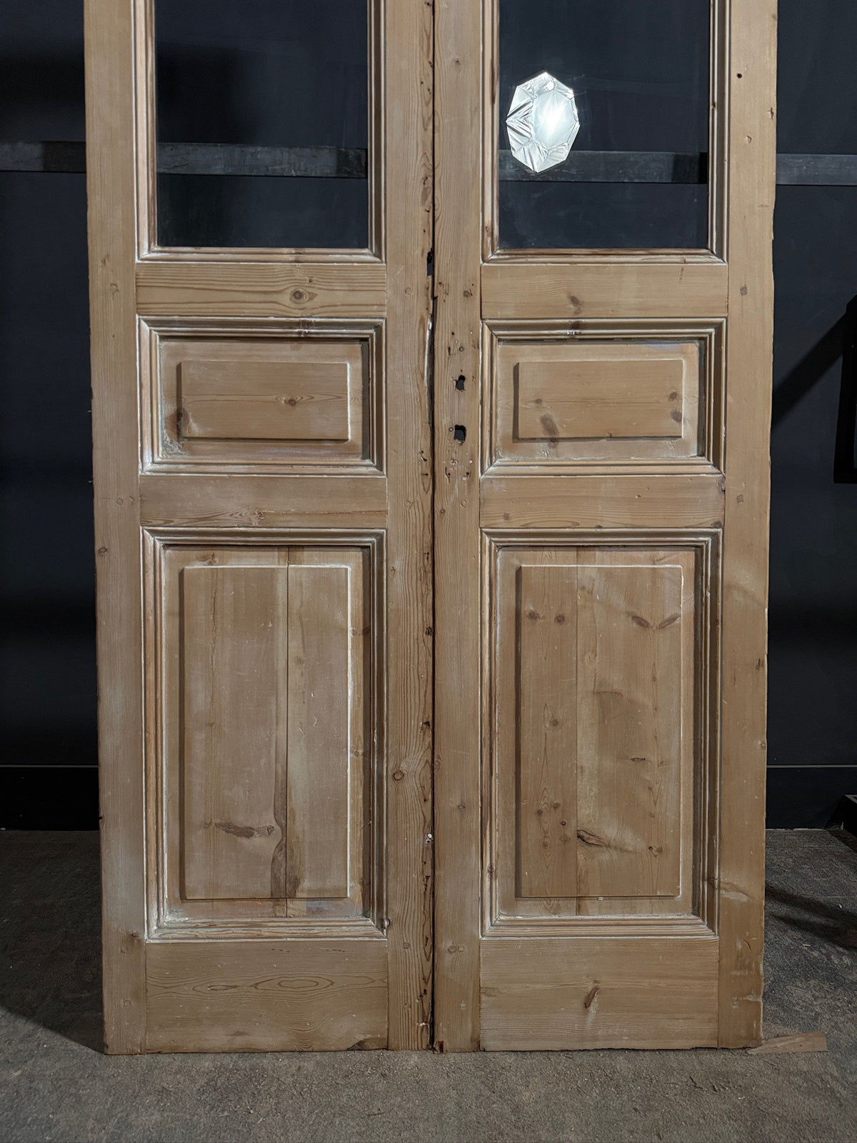 Antique Raised Panel Glass French Doors - 44x100.5 - N796