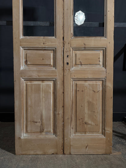 Antique Raised Panel Glass French Doors - 44x100.5 - N796