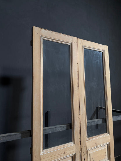 Antique Raised Panel Glass French Doors - 44x100.5 - N796