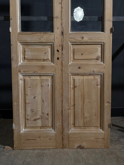 Antique Raised Panel Glass French Doors - 44x100.5 - N796