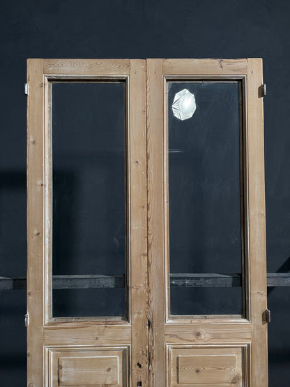 Antique Raised Panel Glass French Doors - 44x100.5 - N796