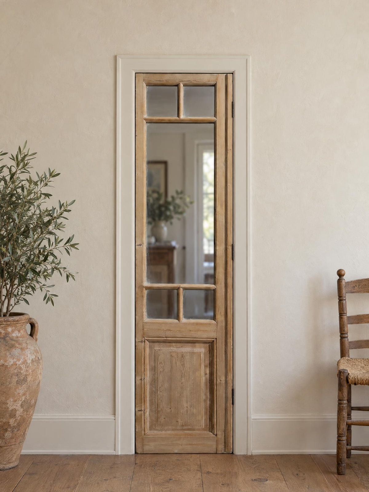 Antique Raised Panel Glass French Door - 23x98 - N797 shown installed in a room (digital preview)