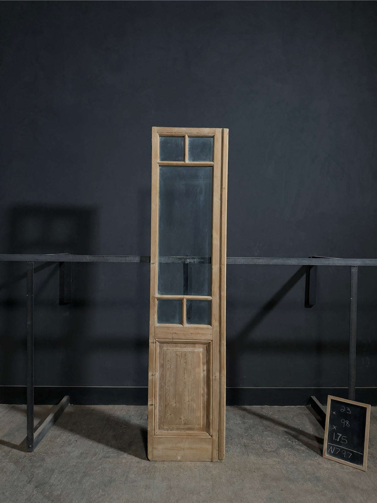 Antique Raised Panel Glass French Door - 23x98 - N797