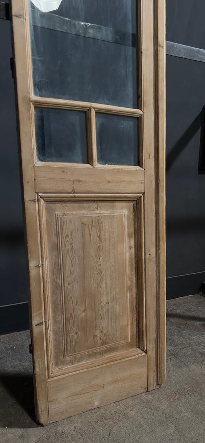Antique Raised Panel Glass French Door - 23x98 - N797
