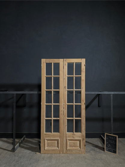 Antique Raised Panel Glass French Doors - 43.5x92.5 - N798