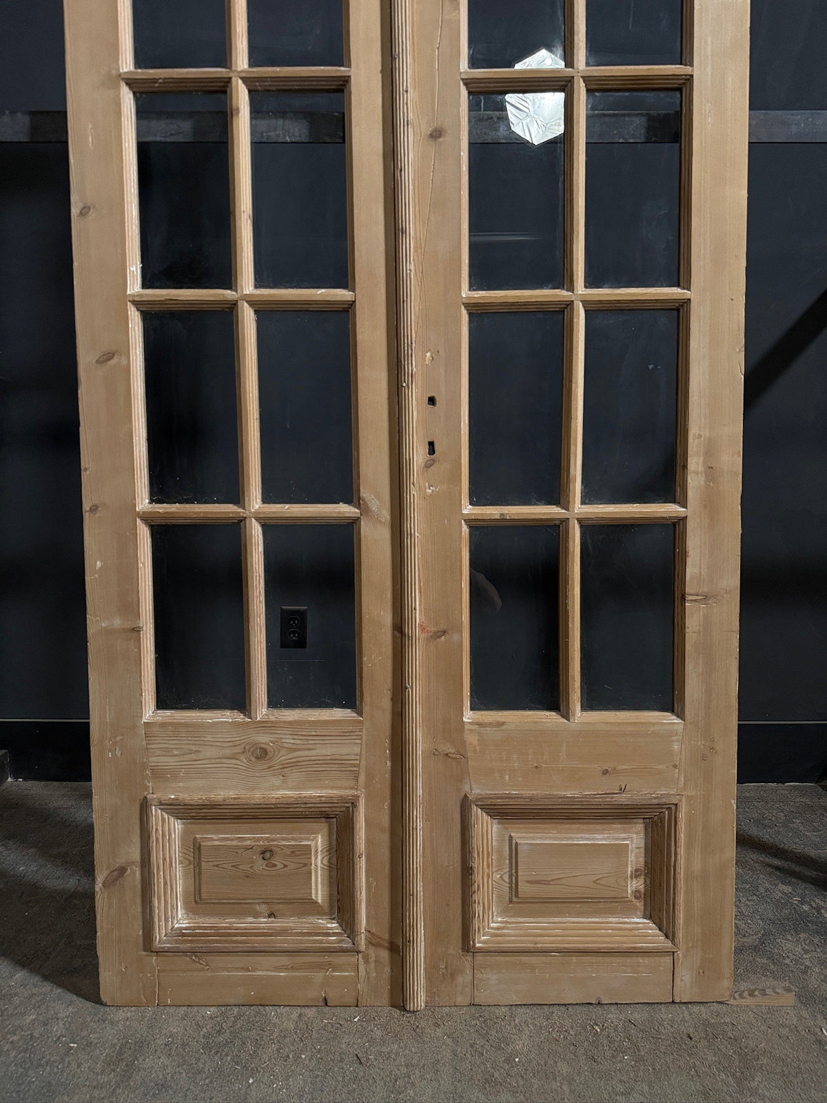 Antique Raised Panel Glass French Doors - 43.5x92.5 - N798