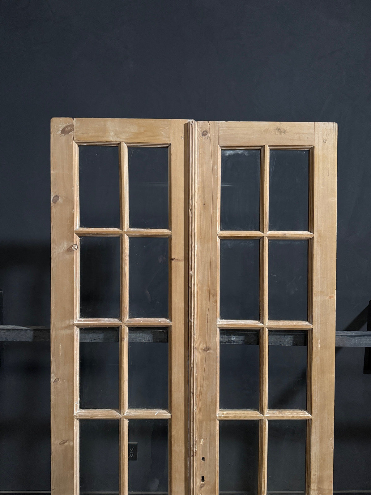 Antique Raised Panel Glass French Doors - 43.5x92.5 - N798