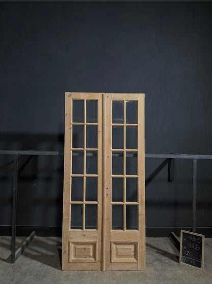 Antique Raised Panel Glass French Doors - 43.5x92.5 - N798