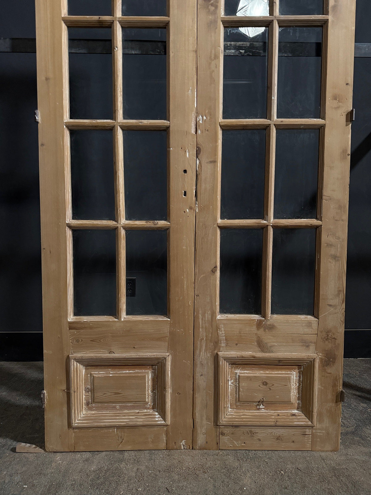 Antique Raised Panel Glass French Doors - 43.5x92.5 - N798