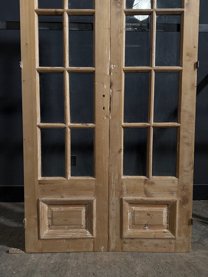 Antique Raised Panel Glass French Doors - 43.5x92.5 - N798
