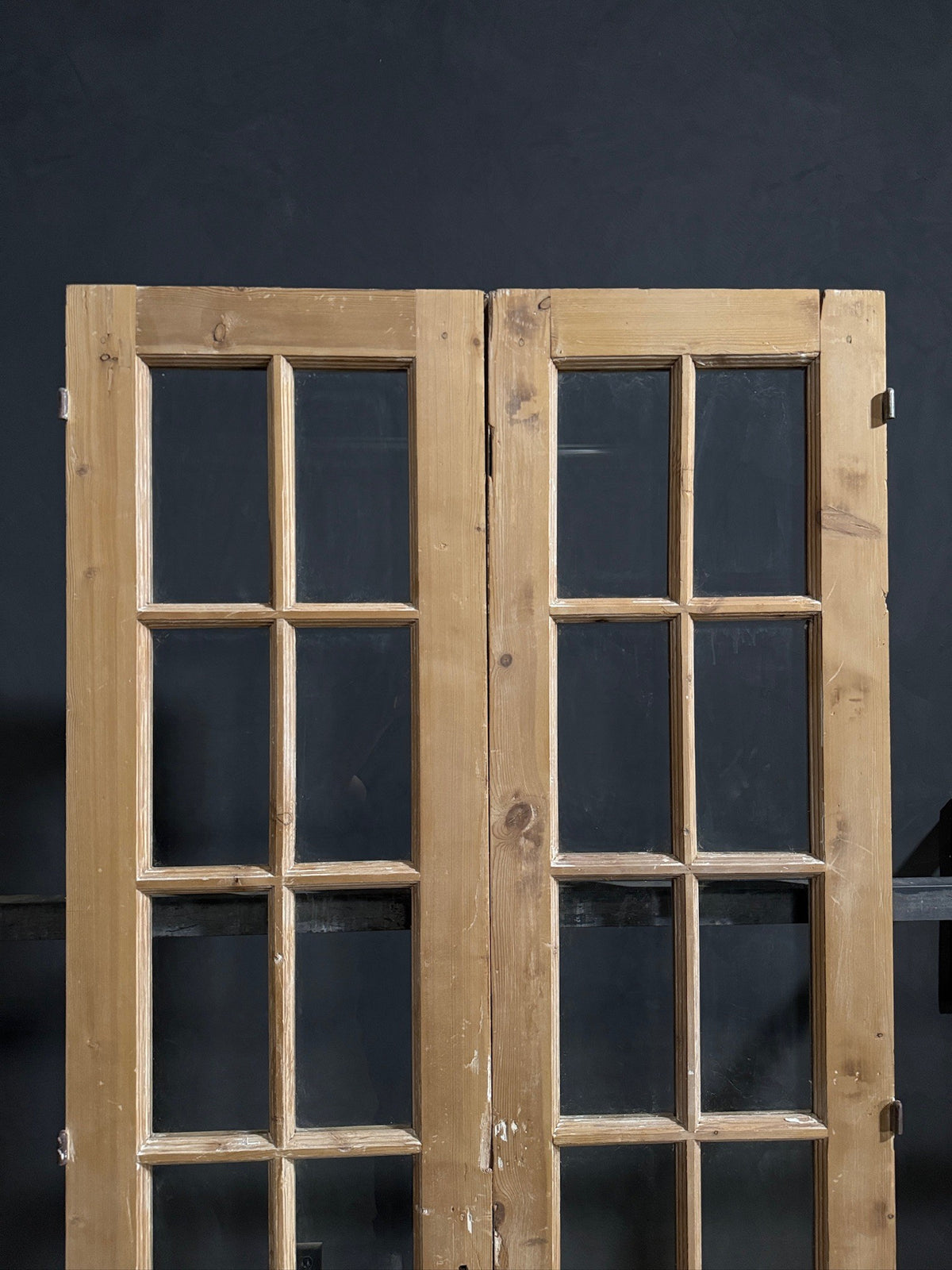 Antique Raised Panel Glass French Doors - 43.5x92.5 - N798