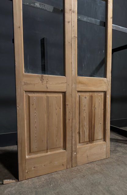 Antique Clear Glass Fluted Panel French Doors - 39x85 - N799