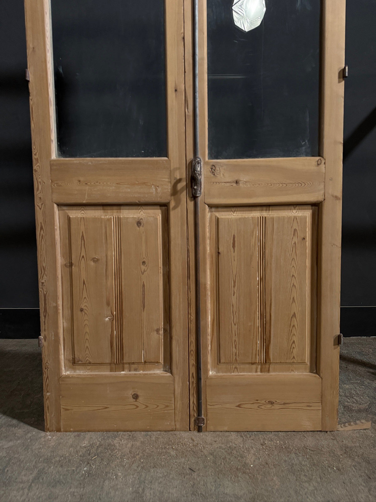 Antique Clear Glass Fluted Panel French Doors - 39x85 - N799