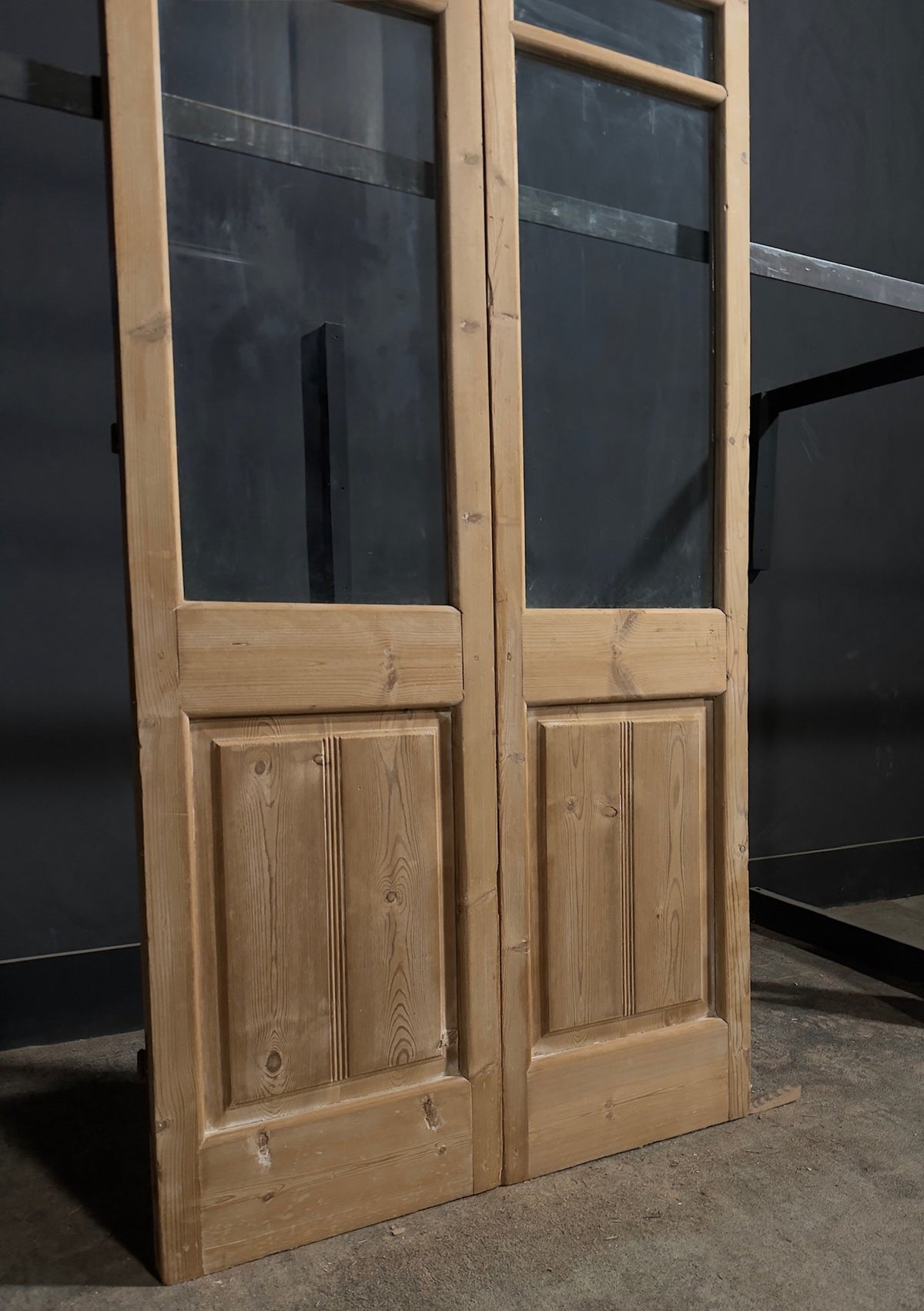 Antique Clear Glass Raised Panel French Doors - 39x84 - N800