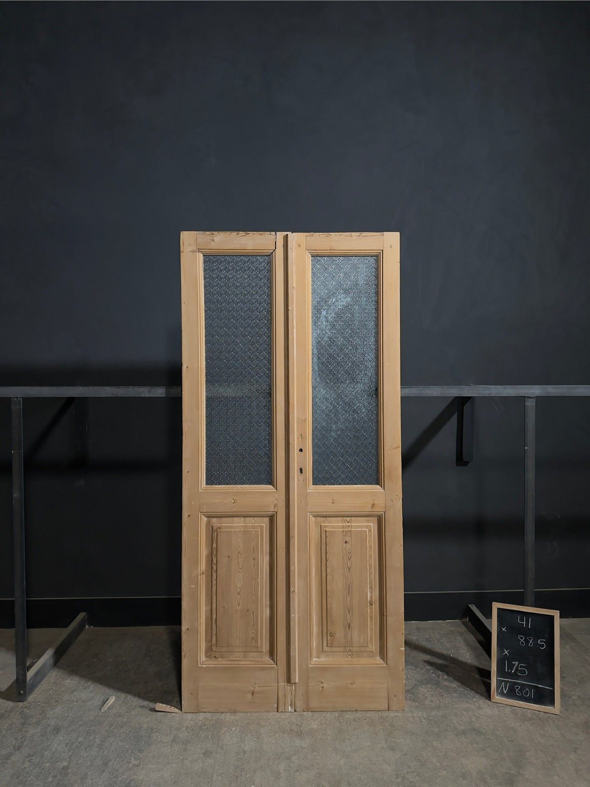 Antique Raised Panel Textured Glass French Doors - 41x88.5 - N801