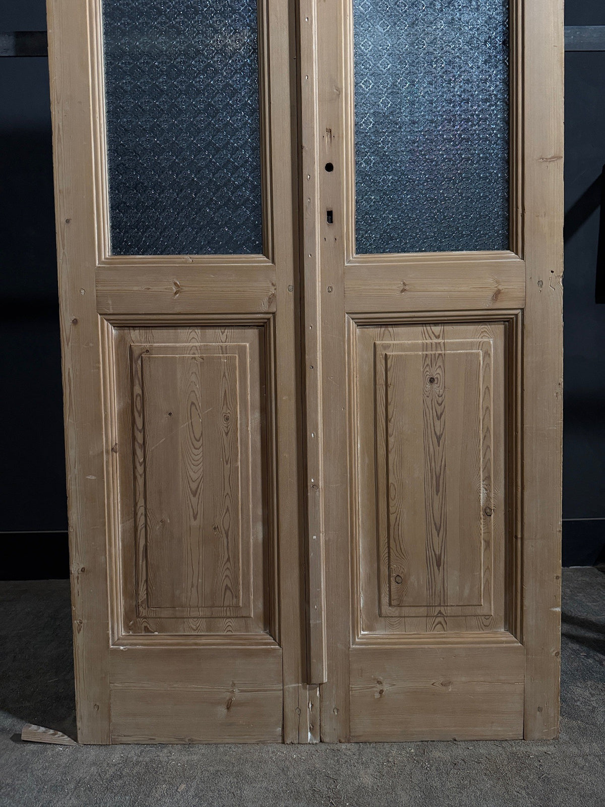 Antique Raised Panel Textured Glass French Doors - 41x88.5 - N801