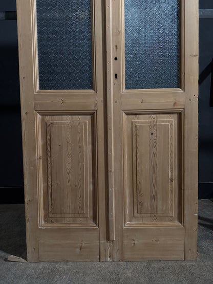 Antique Raised Panel Textured Glass French Doors - 41x88.5 - N801
