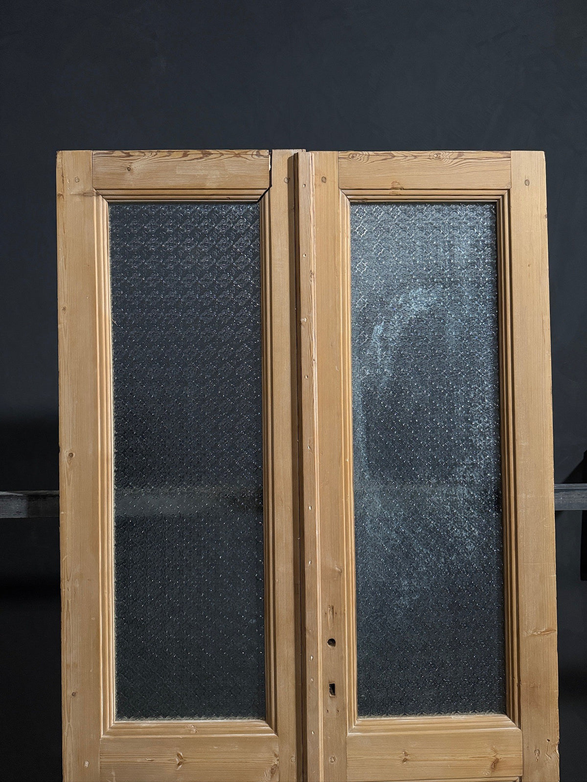 Antique Raised Panel Textured Glass French Doors - 41x88.5 - N801