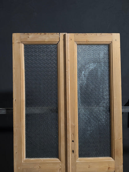 Antique Raised Panel Textured Glass French Doors - 41x88.5 - N801