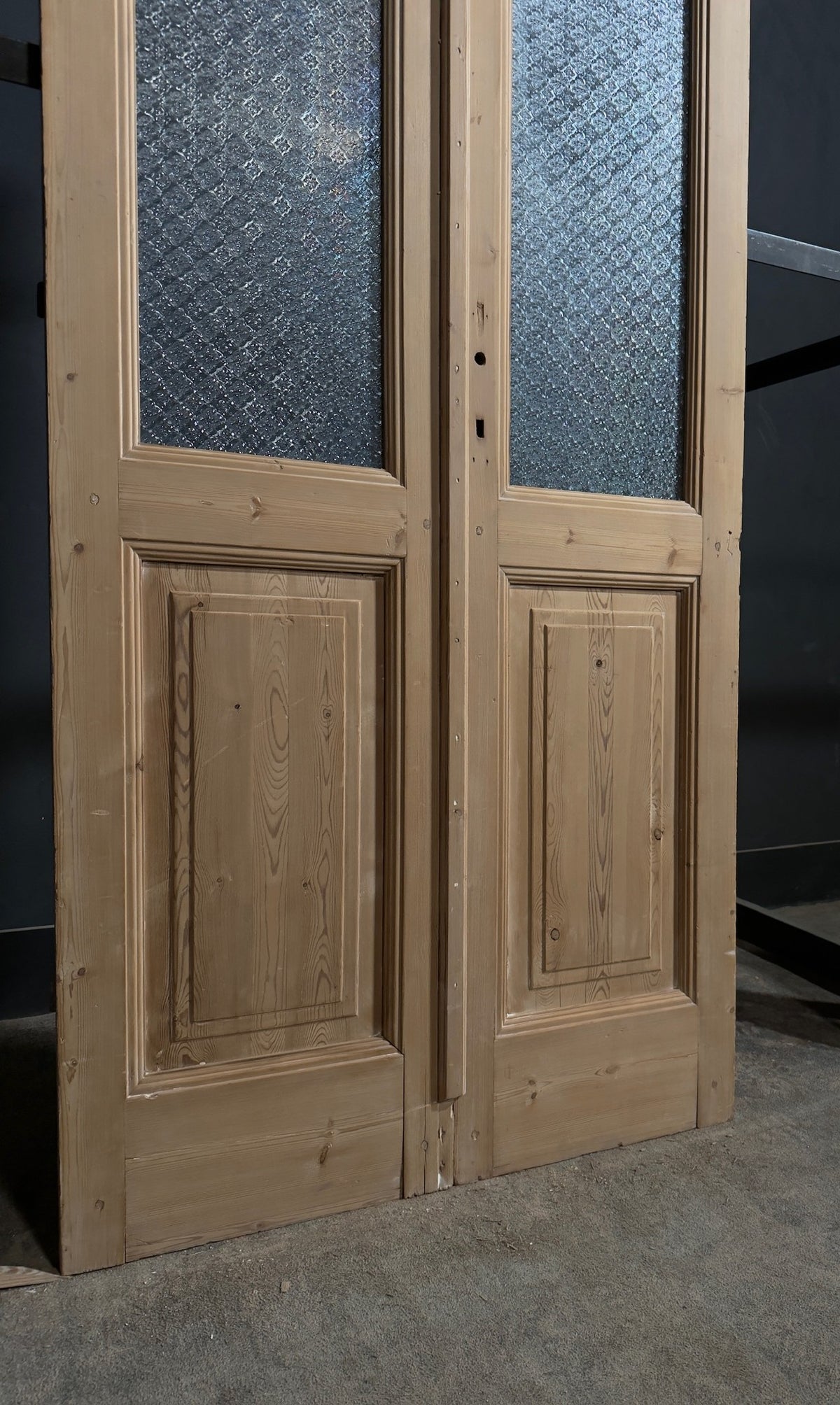 Antique Raised Panel Textured Glass French Doors - 41x88.5 - N801