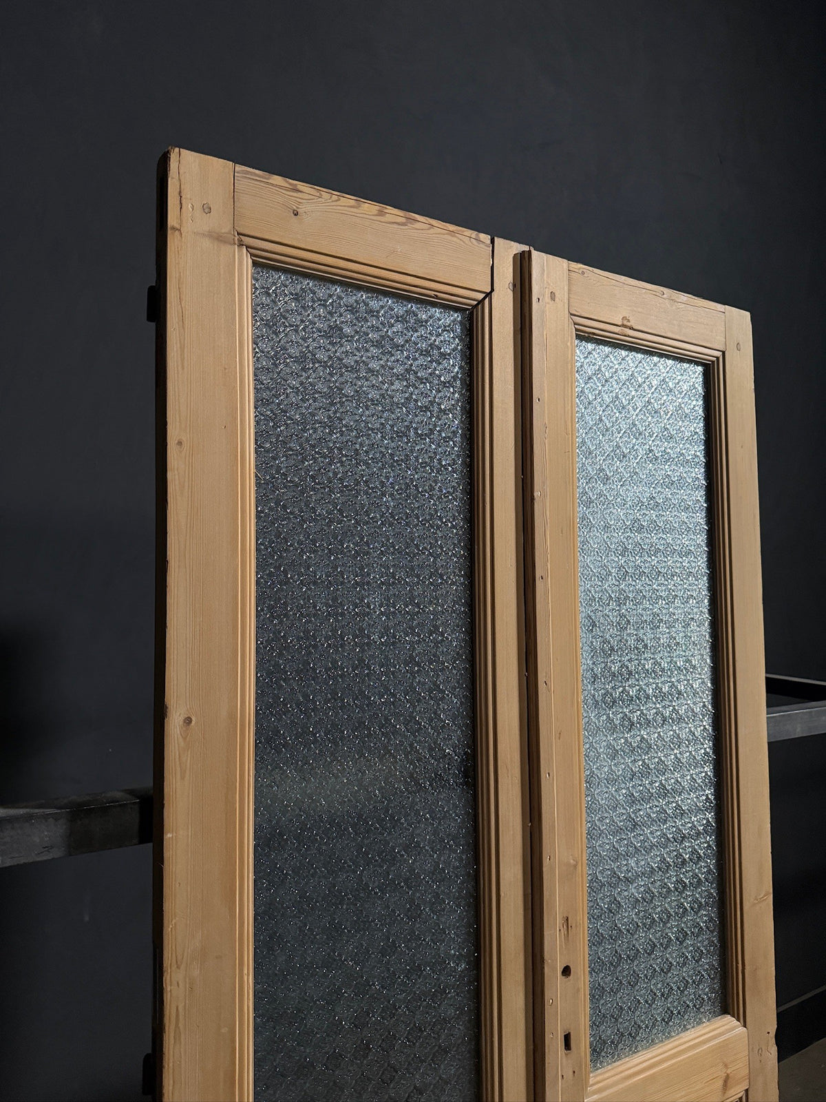 Antique Raised Panel Textured Glass French Doors - 41x88.5 - N801
