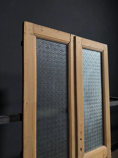 Antique Raised Panel Textured Glass French Doors - 41x88.5 - N801